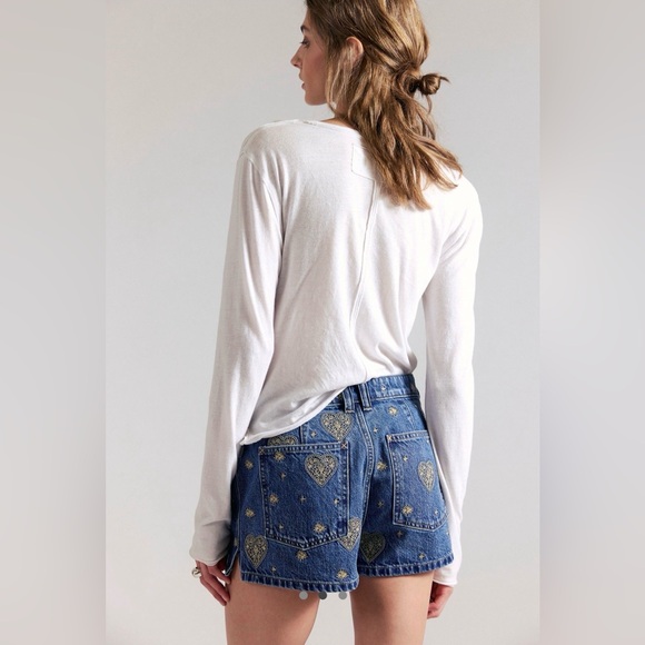 Free People Bettie Embroidered Sailor Shorts - Picture 2 of 10
